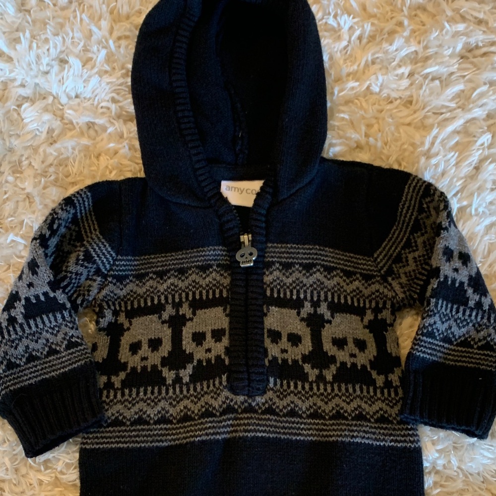 Amy Coe Black and Gray Skull Hoodie 3Months